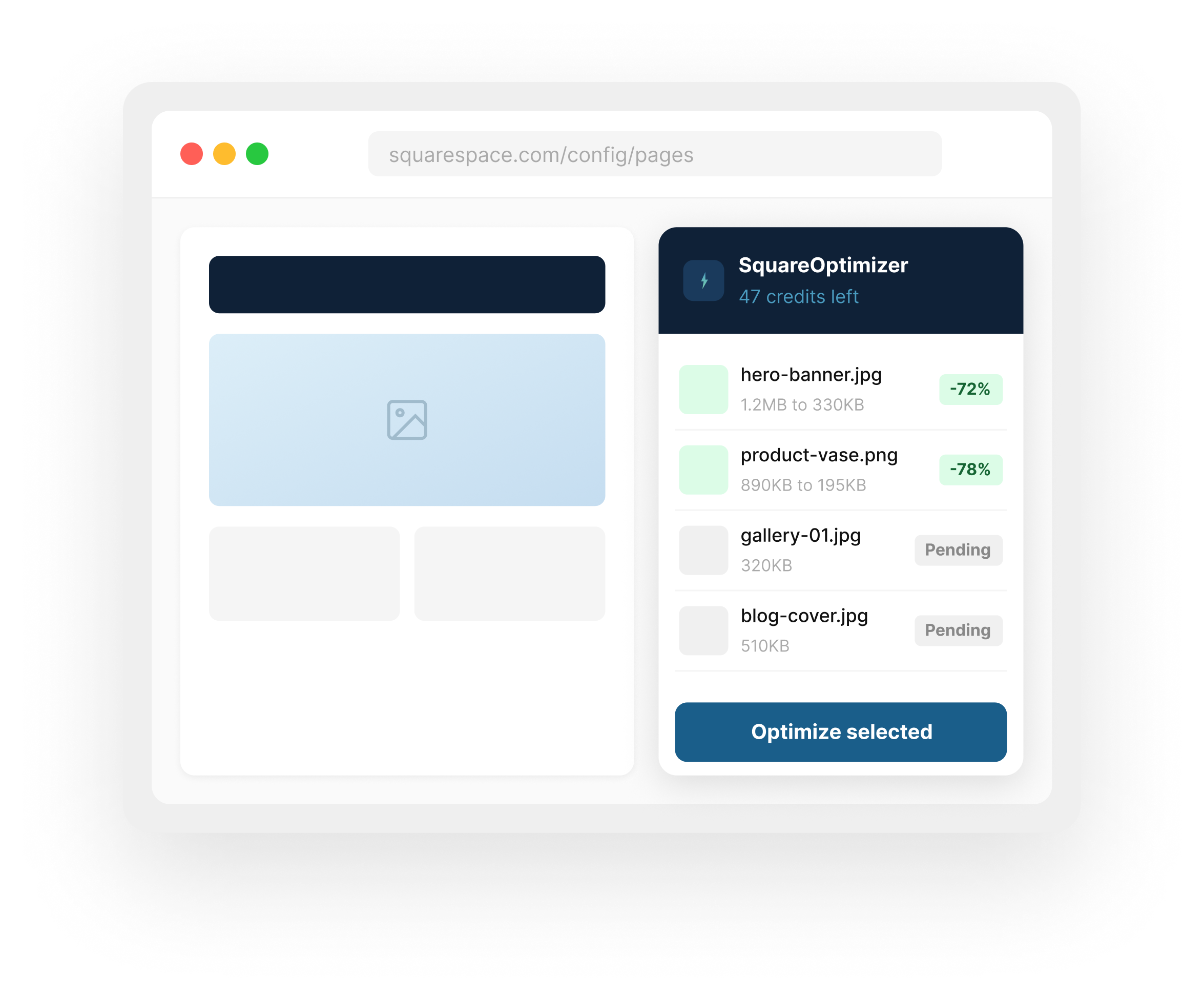 SquareOptimizer extension compressing images inside Squarespace editor